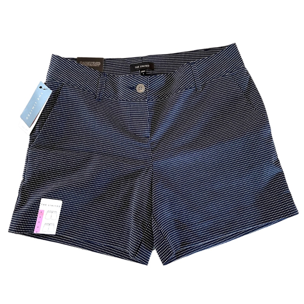 The Limited Polka Dot Navy Blue and White Tailored Shorts Summer Size 6